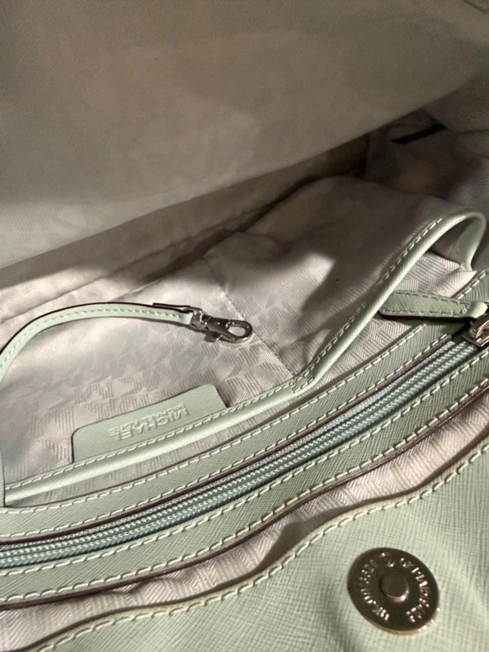 Michael Kors Pale Blue Saffiano Leather Satchel Michael Kors Handbag MK Purses